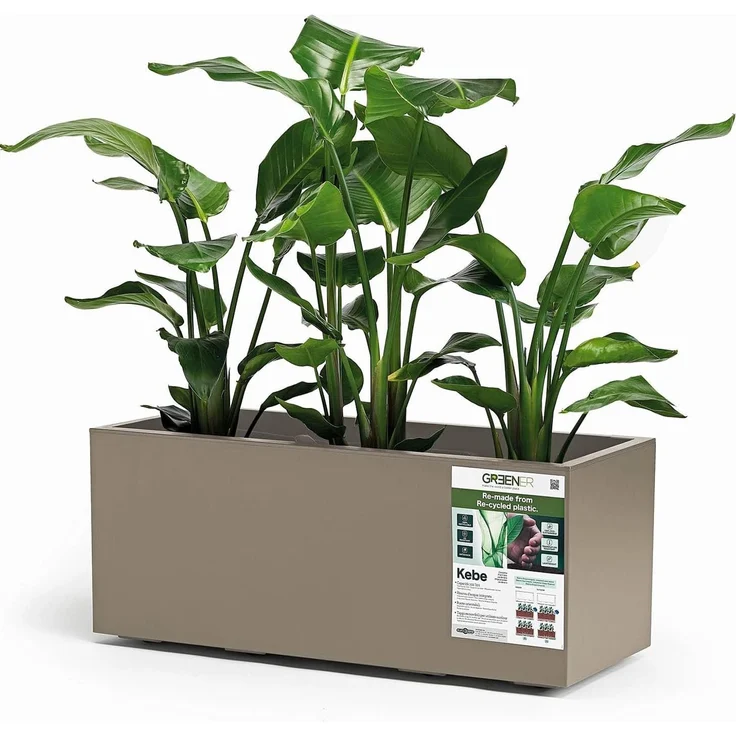 euro3plast 'GREENER KEBE' Pflanzkasten, mit Wasserreservoir und Rollen, doppelwandig, taupe, 100 x 40 x 40 cm