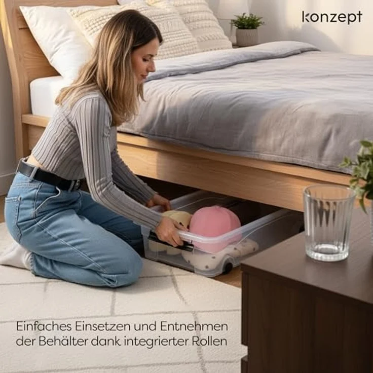 KONZEPT Aufbewahrungsbox Unterbett Plastikbox mit Rollen und Deckel, Platz sparen & Ordnung schaffen,Volumen: 30 Liter – Bild 7