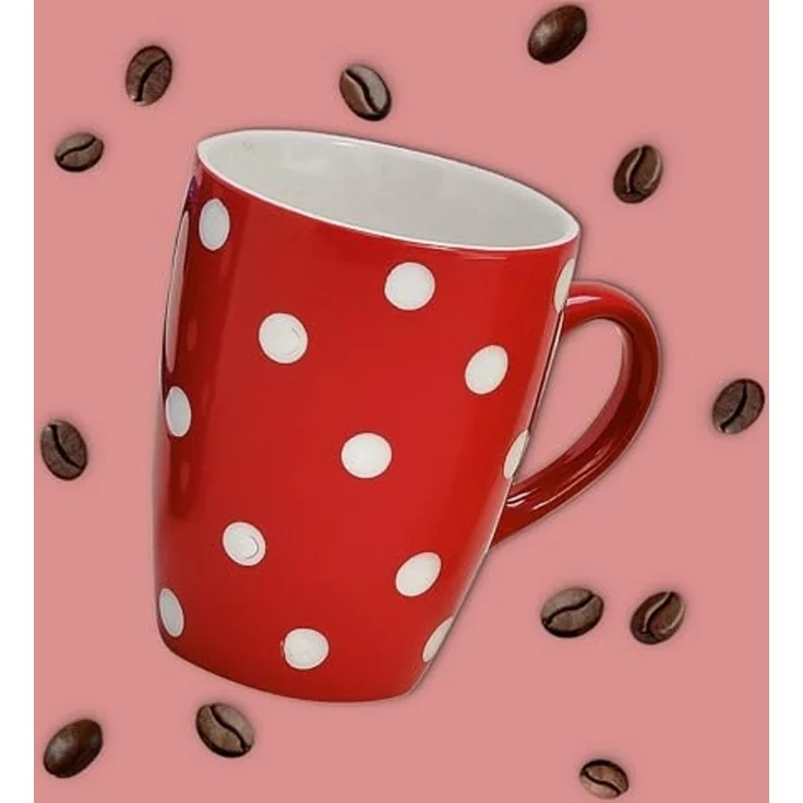 matches21 HOME & HOBBY Tasse Schönes Kaffeetassen 4er Set Keramik 250 ml, einfarbig gepunktet, 4-tlg, Keramik, Klassische Kaffee-Becher in blau rot gelb grün auch aus Teetassen – Bild 7