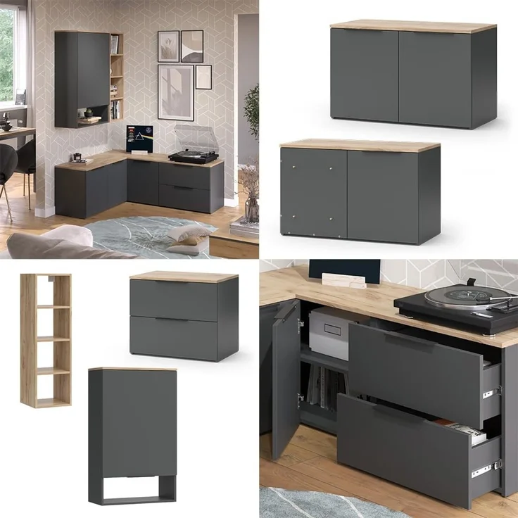 Wohnwand Wido Anthrazit 5 Teile Vicco – Bild 8