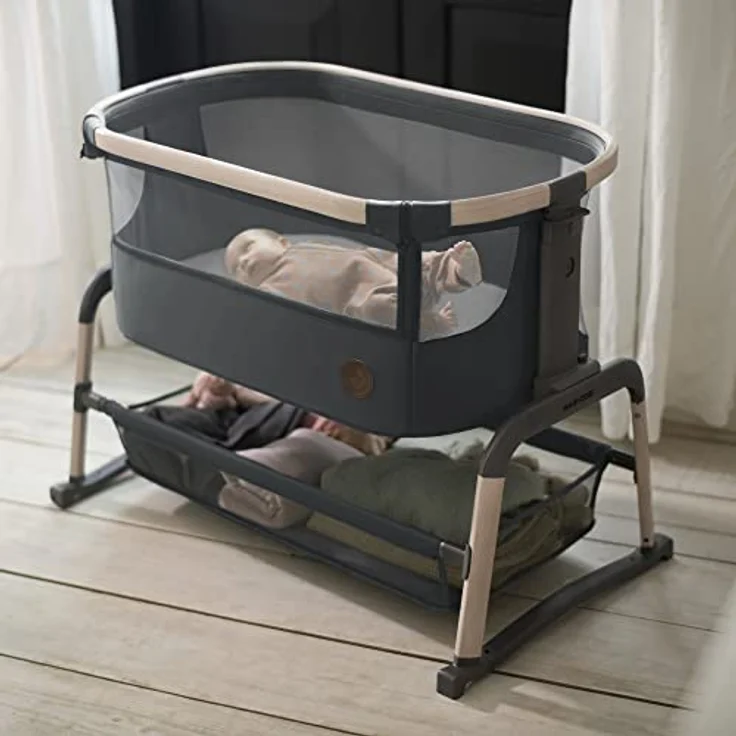 Maxi-Cosi Iora Air Beistellbett, Zustellbett, atmungsaktives Netzgewebe, Höhenverstellbar, Wiege mit Matratze, Eco Care, Geeignet ab Geburt, 0 Monate bis 9 kg, Beyond Graphite – Bild 11