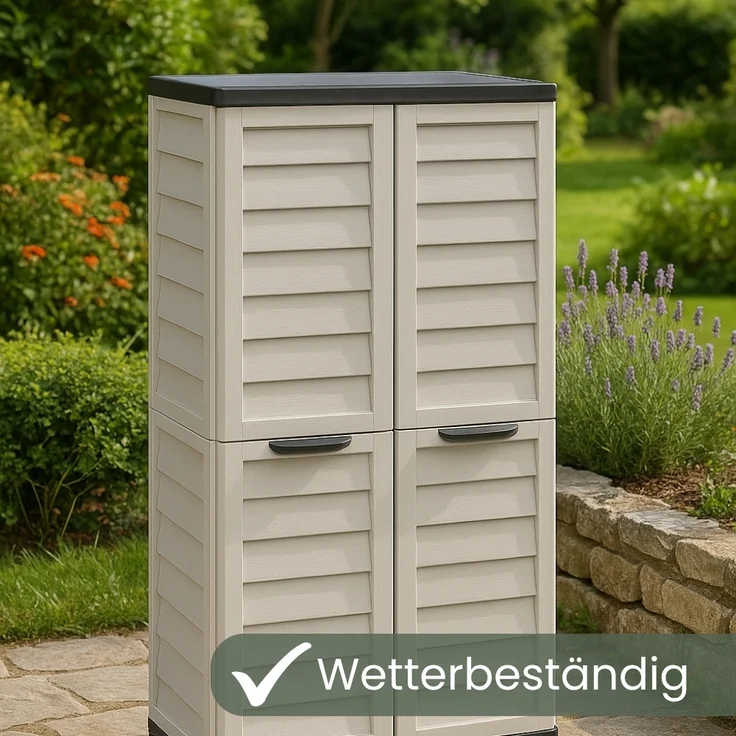 GarPet Garten-Geräteschrank Gartenschrank Wetterfest Outdoor Kunststoffschrank Balkonschrank – Bild 3