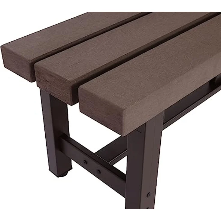 Alu Gartenbank HWC-K60, Bank Parkbank Sitzbank Balkonbank, wetterfest WPC 120cm, braun – Bild 5