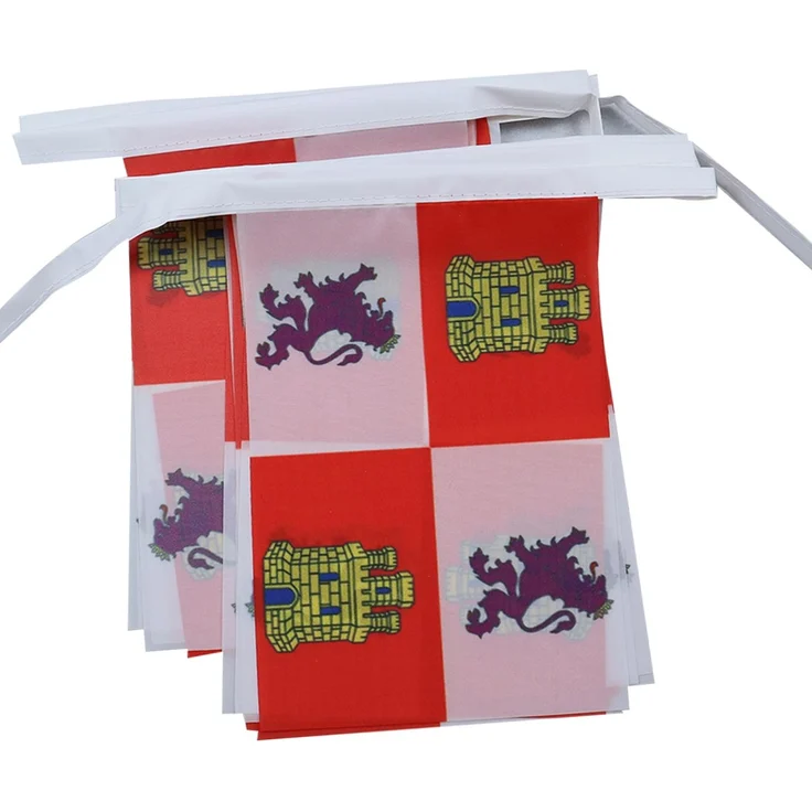 AZ FLAG - Fahnenkette Kastilien-León 6 Meter Mit 20 Flaggen - 21x14 cm - Kastilien-León Girlande Flaggenkette 14x21 Cm