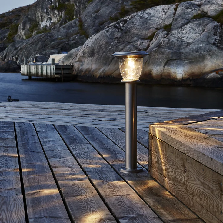 LED Solar-Wegeleuchte ,Pireus', Edelstahl, Dämmerungssensor, silber, 61cm, Ø 19cm – Bild 2