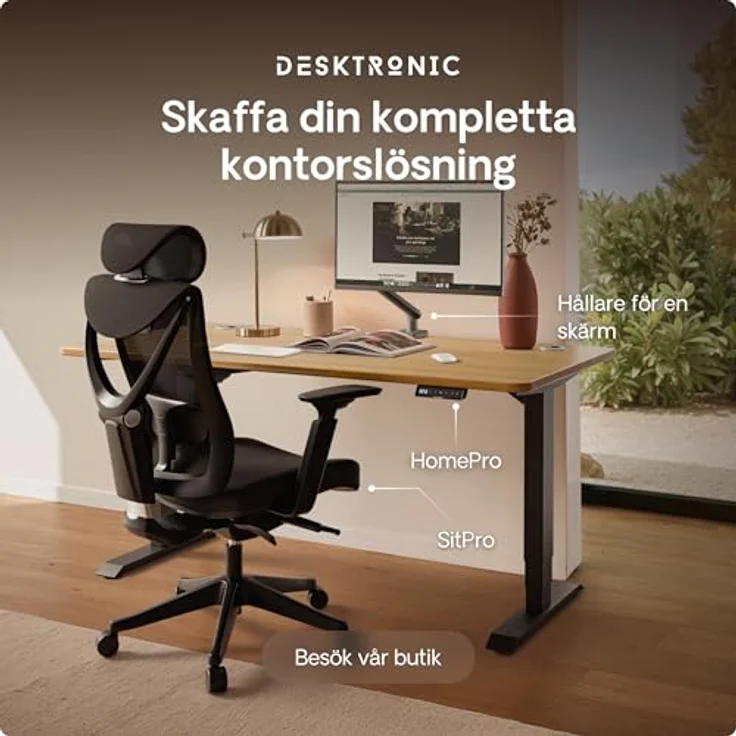 Desktronic Höhenverstellbarer Schreibtisch aus massivem Eichenholz (160x80 cm) – Elektrisch höhenverstellbar mit flüsterleisem Dual-Motor & Touchscreen – Hohe Tragfähigkeit – Stehtisch HomePro – Bild 10