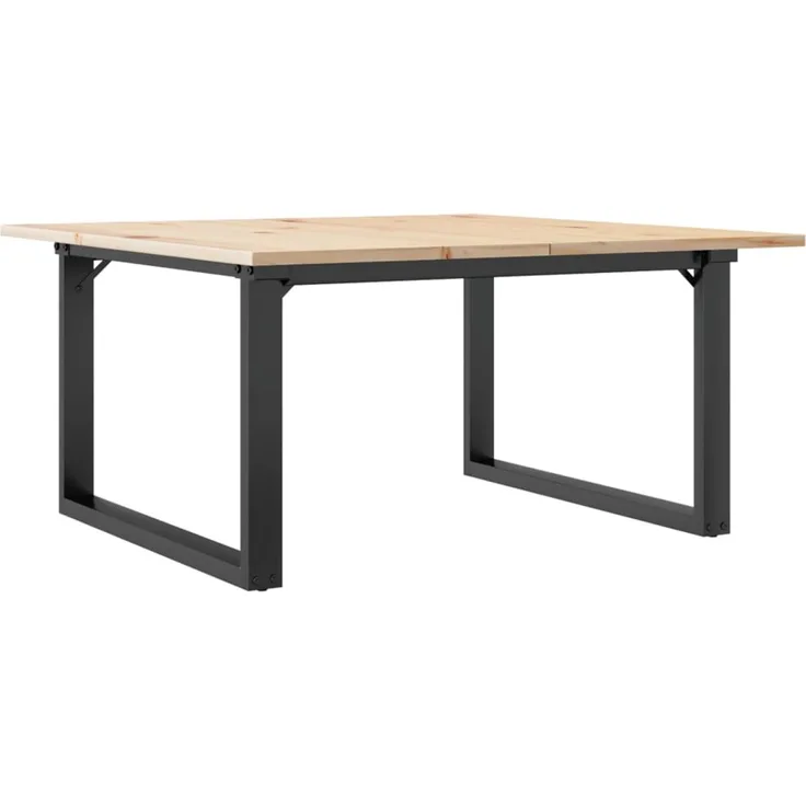 Couchtisch Sofatisch, O-Gestell 90 x 90 x 45 cm Massivholz Kiefer und Stahl d336e