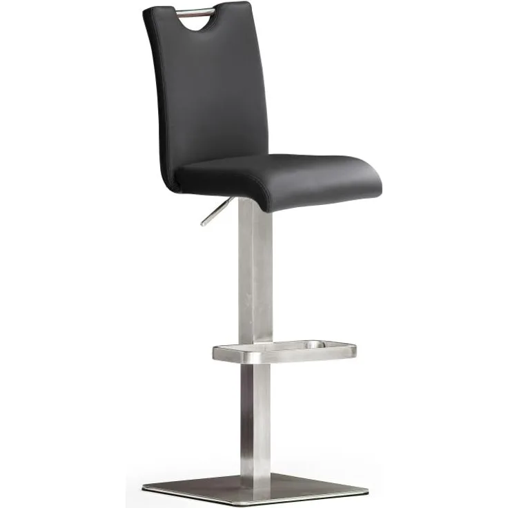 Barstuhl Bardo III - Kunstleder Schwarz - Edelstahl
