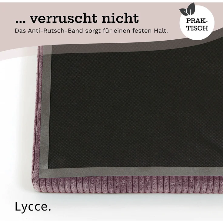 Lycce Bankauflage Klemmkissen mit Leiste - Cord, Polsterung, rutschfest Altrosa 8x40x38cm – Bild 8
