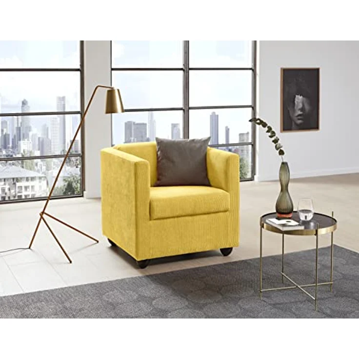 LOOKS by Wolfgang Joop Looks I Designer Sessel mit Federkern, Holzwerkstoff, gelb, 72 x 71 x 75 cm – Bild 3