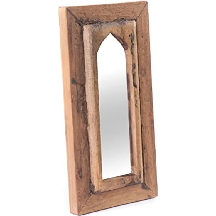 DESIGN DELIGHTS Wandspiegel Yara, handgefertigt im orientalischen Stil, Holz, 40x20x3 cm, Unikat mit natürlichem Charakter