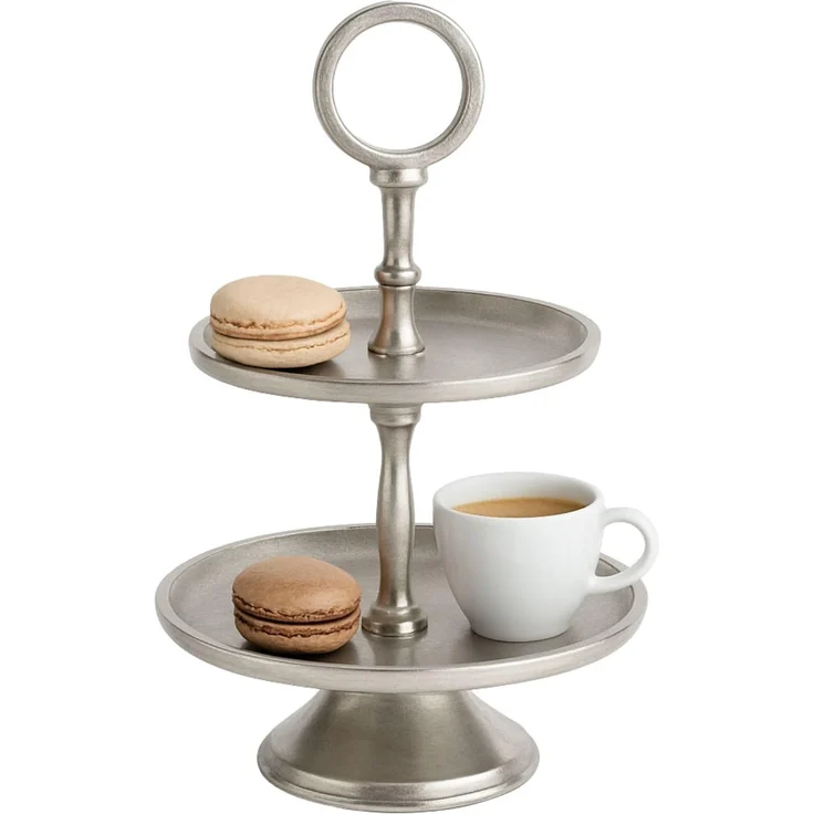Marrakesch Orient & Mediterran Interior Etagere Etagere Annika 26cm Aluminium Silber 2 Etagen Handarbeit, Aluminium, (1-tlg), Handarbeit – Bild 8