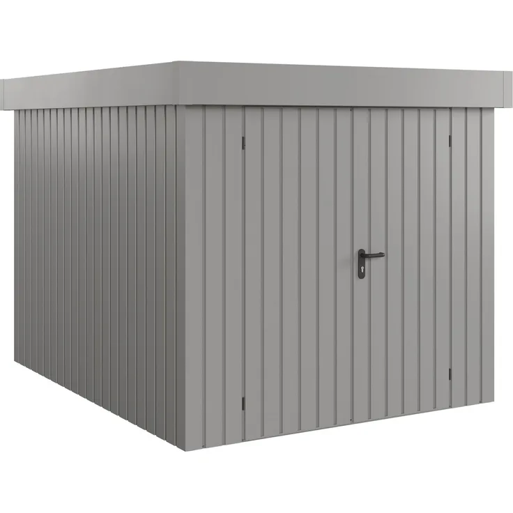 Hörmann Ecostar Metall-Gerätehaus "Euroline Trend" mit Flachdach EFD 6, graualuminium, 214 x 262 cm,2-flüglige Tür