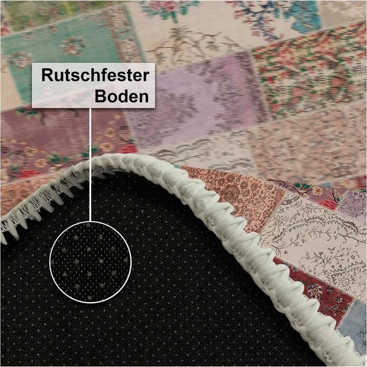 Bamyum Teppich AFRA Teppich mit Chenille-Druck, Waschbarer, Antibakteriell Teppich – Bild 3