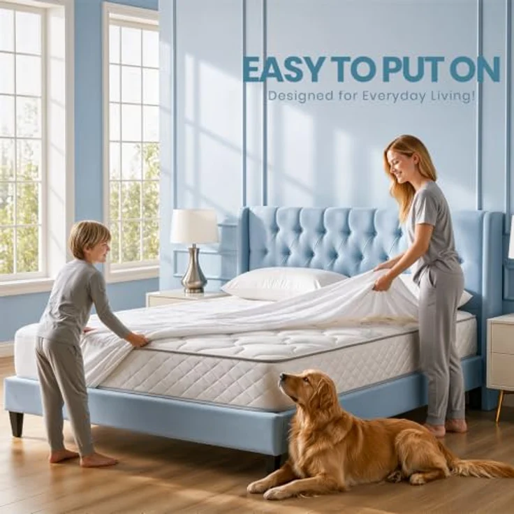 Utopia Bedding Premium 200 GSM 100% Waterproof Mattress Protector, Terry Mattress Cover, Breathable, Fitted Style All Around Elastic (Queen) – Bild 8