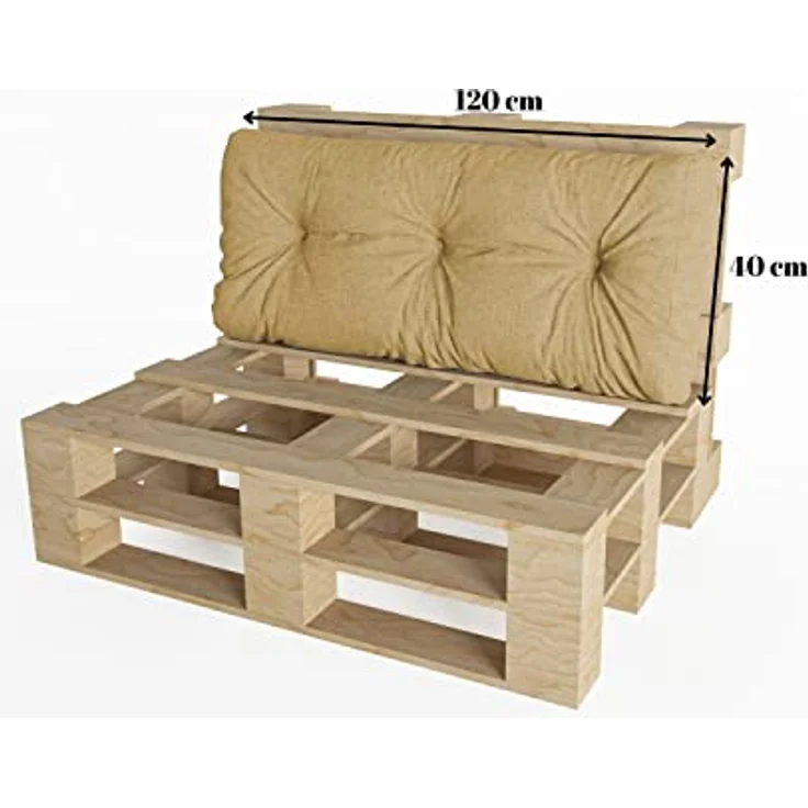 chilly pilley Palettenauflage Schaumflocken palettenkissen Palettenpolster Palettenmöbel Palettensofa Rückenlehne Sitzkissen Seitenkissen Set (5er Set Beige) – Bild 6