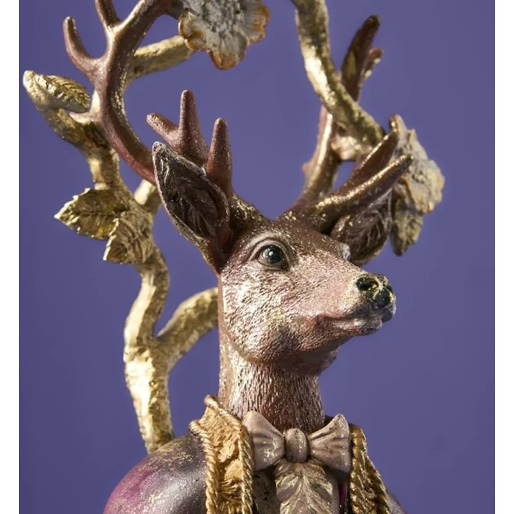 Eleganter Kerzenhalter Hirsch "ALEXANDER jun." aus Polyresin 30 cm H, mehrfarbig – Bild 4