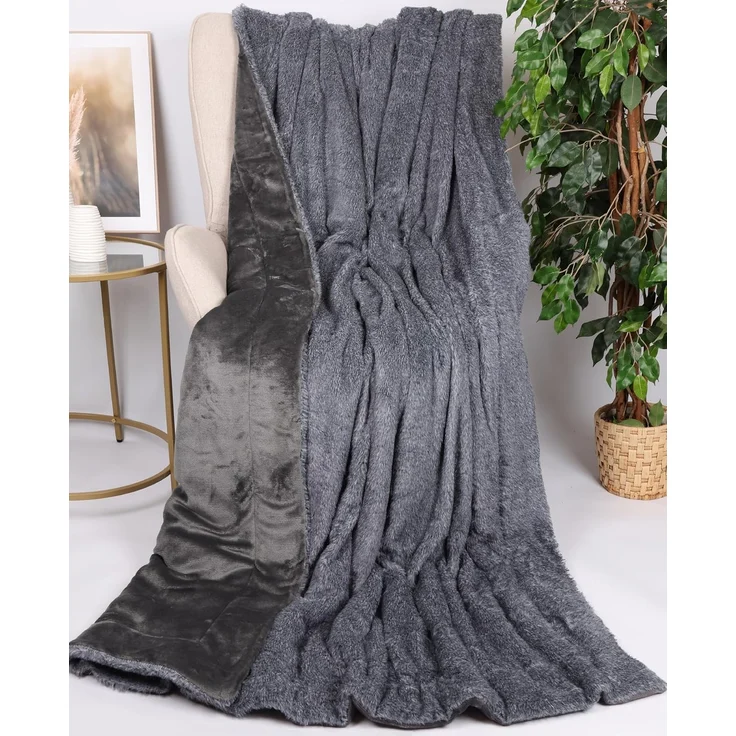 Wohndecke Luxus Kuscheldecke XXL TURIN Größe 150 cm x 200 cm Farbe grau, Betz – Bild 3