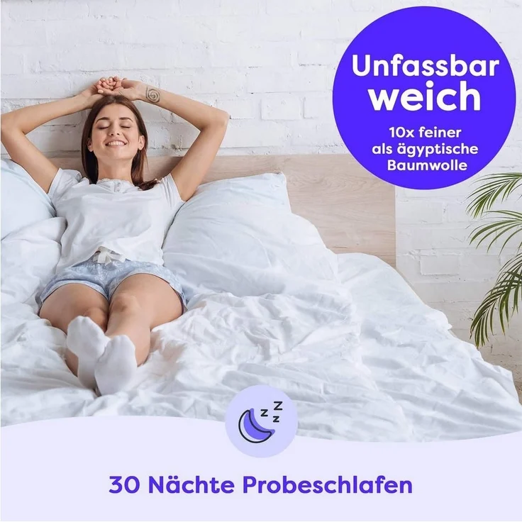 Wolkenfeld Bettwäsche Allergiker Bettwäsche unifarben, unfassbar weich, Mikrofaser, 2 teilig, 135x200 cm, 155x220 & Übergrößen I inkl. Kissenbezüge 80x80 I Uni – Bild 2