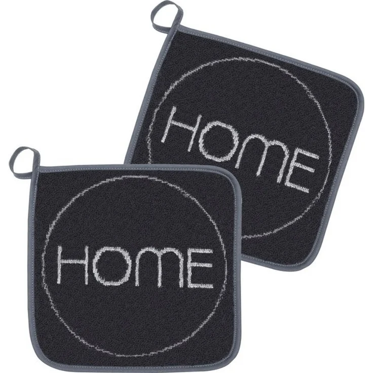 Kracht Topflappen Home, (2-tlg, 2-teilig), 2er Set Topflappen, Baumwoll Frottier, ca. 22x22 cm – Bild 2