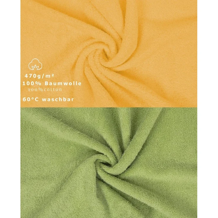 Betz Waschhandschuh 10 Stück Waschhandschuhe Premium 16x21 cm Farbe honiggelb/avocado, (10-St) – Bild 2