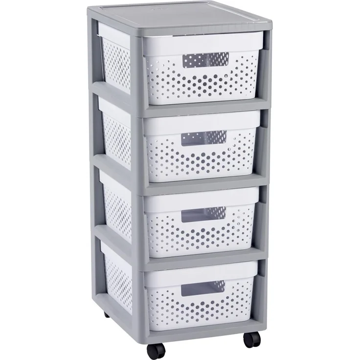 Curver Badregal, Aufbewahrungseinheit Schubladenwagen 4x11L Infinity – Bild 1