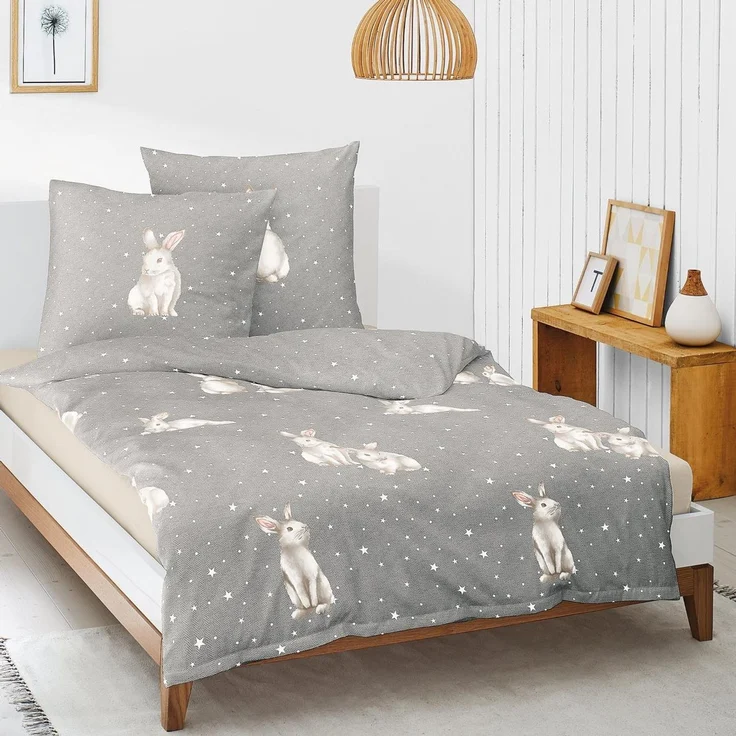 Irisette Biber Bettwäsche Dublin 8026-11 Hase Schneehase Grau 135x200 – Bild 5