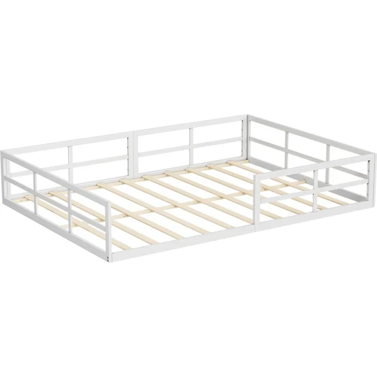 Bodenbett aus Metall Minno Weiß 205 x 145 cm ohne Matratze Vitalispa