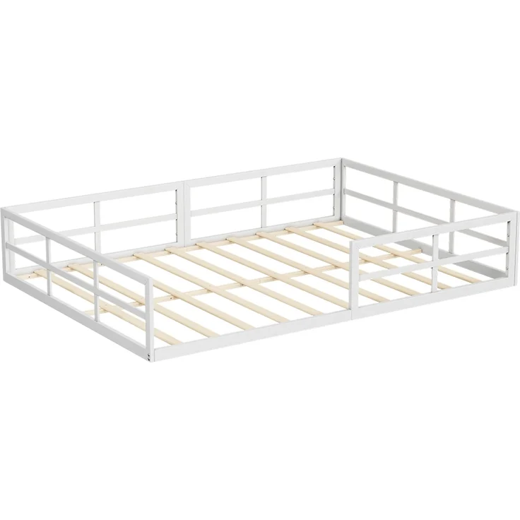 Bodenbett aus Metall Minno Weiß 205 x 145 cm ohne Matratze Vitalispa – Bild 1