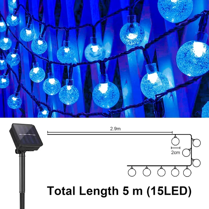 LQWELL LED Solarleuchte LED Kugel-Lichterkette Außen Solar Gartenleuchte, Kettenlicht Kristall Kugeln, Garten Terrasse Balkon Hochzeit Party Fenster – Bild 7