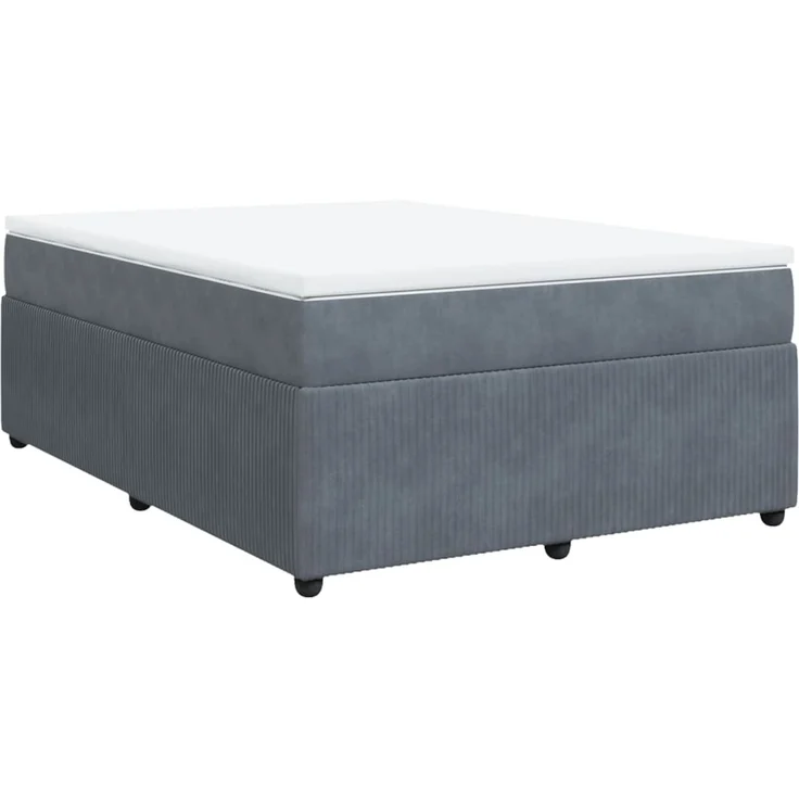 vidaXL Boxspringbett mit Matratze Dunkelgrau 140x200 cm Samt 3285645 – Bild 2
