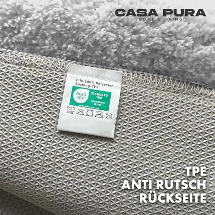 casa pura Badematte Sky Soft, weiß, weicher rutschfester Badezimmerteppich, 70 x 120 cm, waschbar, ÖKO-TEX 100 zertifiziert – Bild 4