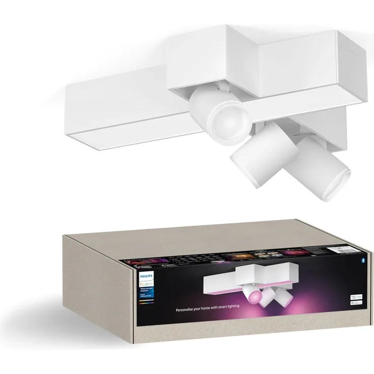Philips Hue White & Color Ambiance Centris 3-er Kreuz Spotleuchte, dimmbar, 16 Mio. Farben, steuerbar via App, kompatibel mit Amazon Alexa, weiß, neue Generation