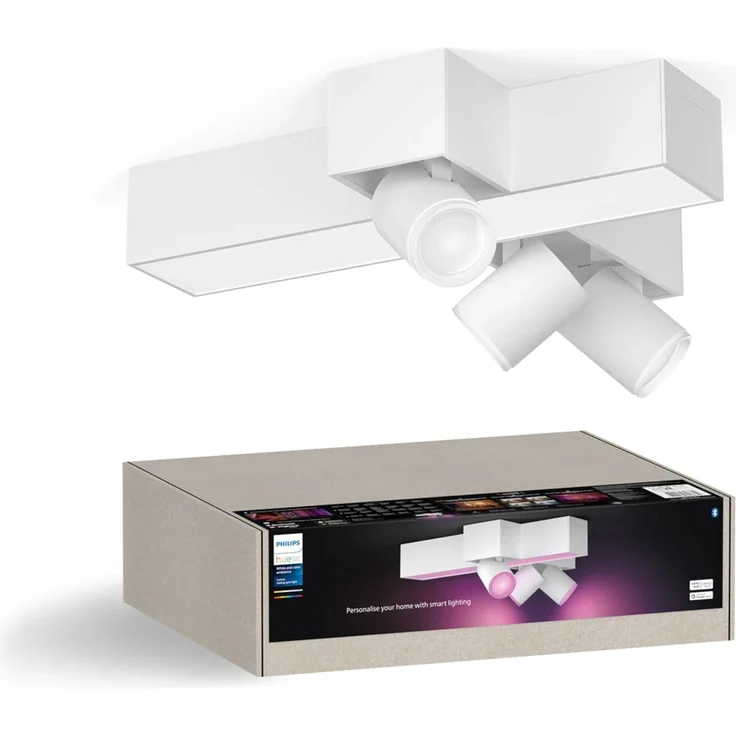 Philips Hue White & Color Ambiance Centris 3-er Kreuz Spotleuchte, dimmbar, 16 Mio. Farben, steuerbar via App, kompatibel mit Amazon Alexa, weiß, neue Generation