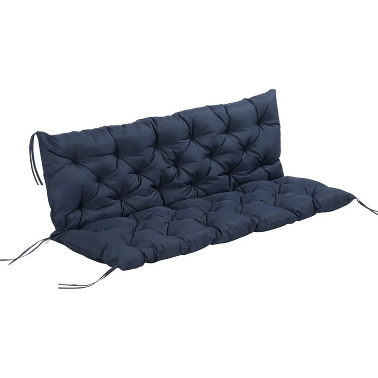 Outsunny Bankauflage 3 Sitzer, 150 x 98 x 8 cm, mit Bändern, Outdoor/Indoor, (Set, 1 St, 1 Sitzkissen), für Gartenmöbel, Fensterbank Sitzbank, Hollywoodschaukel, Blau – Bild 1