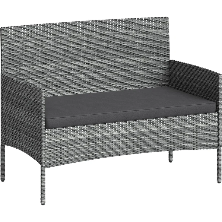 STEELSØN 'Thalora' Gartensofa 2er-Sitzer, inkl. Kissen, grau-meliert/anthrazit, 84x55x100 cm, aus Polyrattan – Bild 1