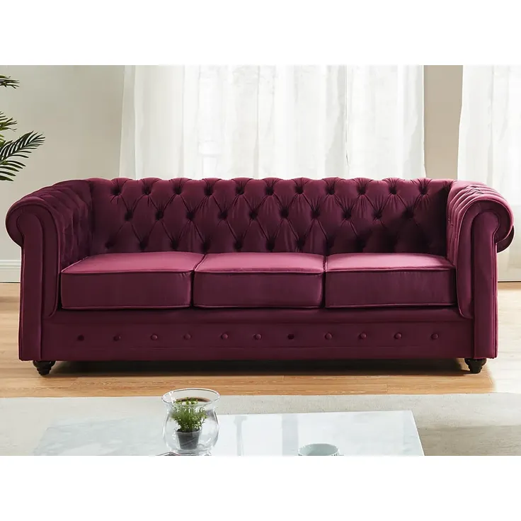 3-Sitzer-Sofa CHESTERFIELD - Samt - Pflaumenfarben