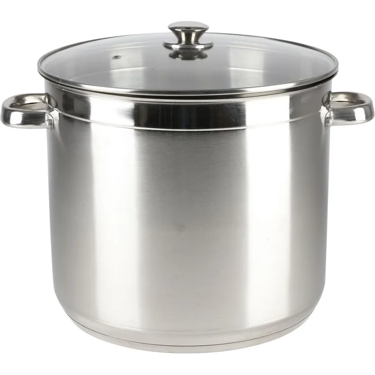 BURI Edelstahl-Kochtopf 20 Liter mit Glasdeckel Suppentopf Gulaschtopf Partytopf Topf