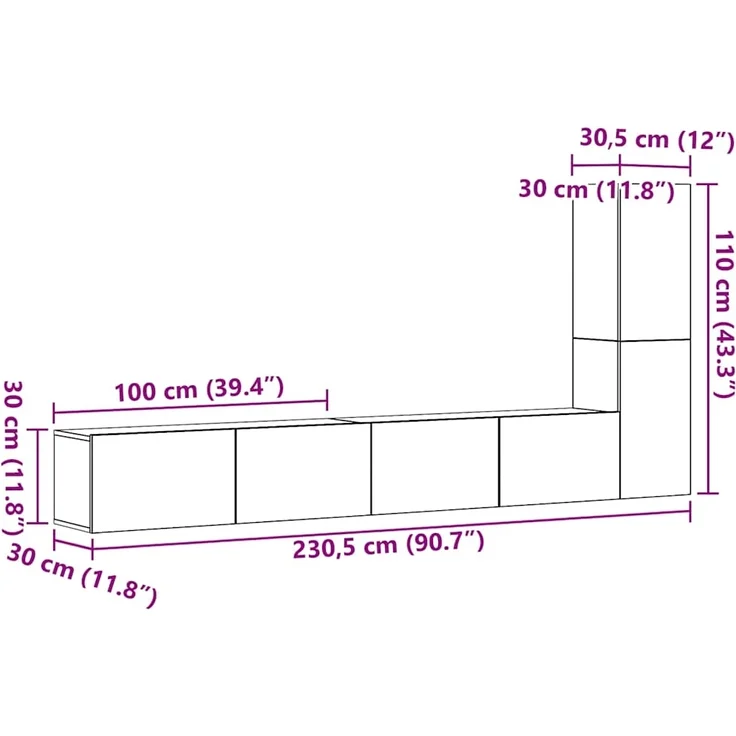 vidaXL 3-tlg. TV-Schrank-Set Wandmontage Altholz-Optik Holzwerkstoff 3329197 – Bild 8