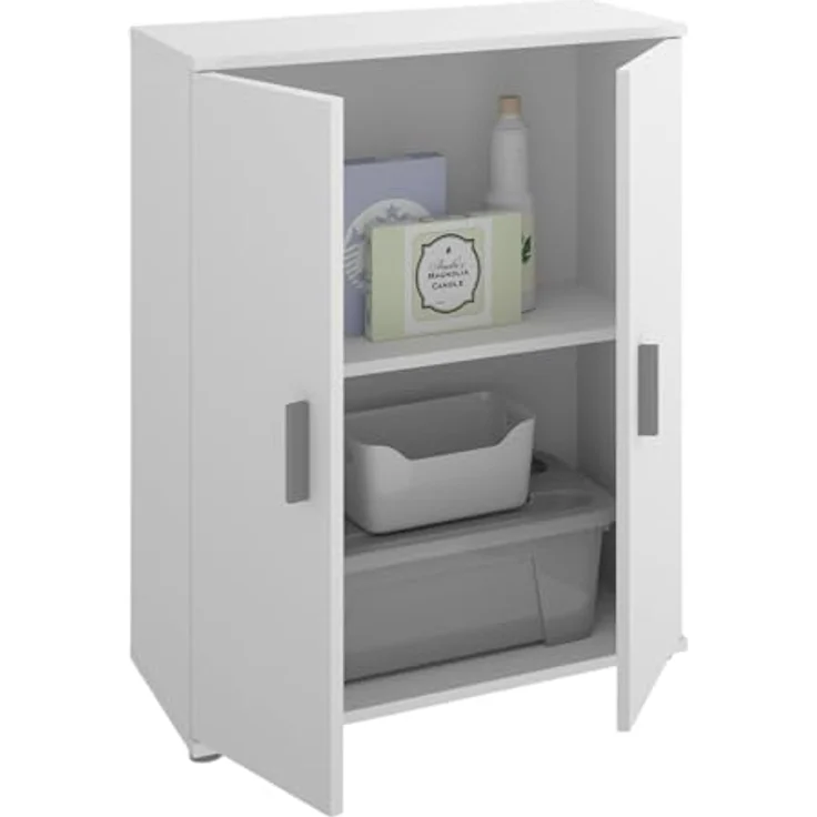 Dmora - Mehrzweckgarderobe Serles, Mehrzweck-Schuhregalschrank, Schrank mit 2 Türen, 61x35h80 cm, Weiß – Bild 5