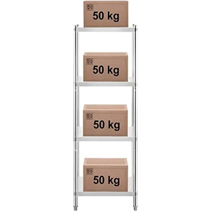 Royal Catering Standregal Edelstahlregal 60 x 60 x 180 cm Küchenregal Gastroregal Schwerlastregal, verschiedene Größen – Bild 7
