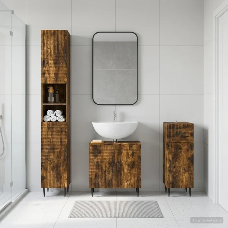 vidaXL 3-teiliges Badezimmer-Schranksystem HAARLEM Räuchereiche 3417860 – Bild 1