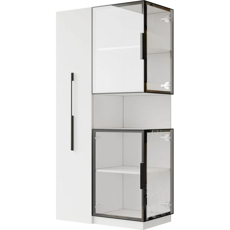 ZUBALIYA Vitrinenschrank 70×38×160 cm mit Ausziehregal – Doppelglas-Standvitrine LED,Glasvitrine & Aufbewahrung, multifunktionaler Hochschrank für Wohnzimmer, Esszimmer, Küche – Bild 11