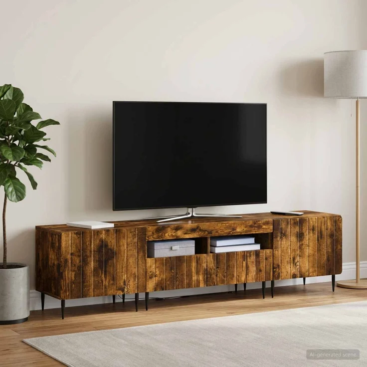 vidaXL 3-teiliges LED TV Regal ZWOLLE Raucheiche Holzwerkstoff 3416522 – Bild 3