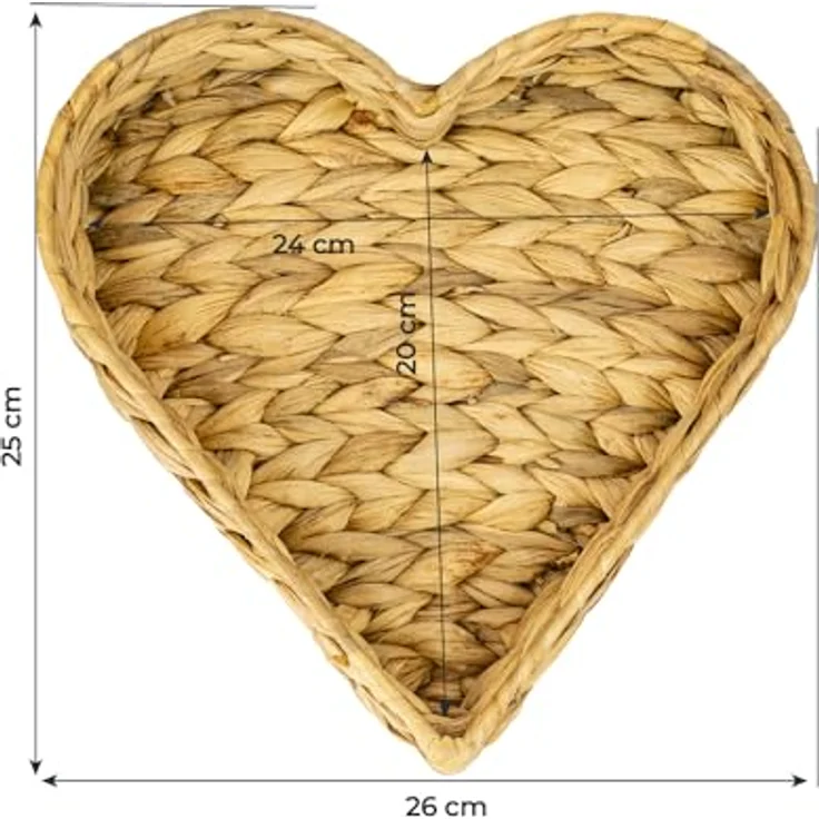 HMF Dekotablett Deko Herz, geflochtene Dekoschale aus Wasserhyazinthe, 2er Set mit 29/26 cm Breite, Deko- und Serviertabletts – Bild 8