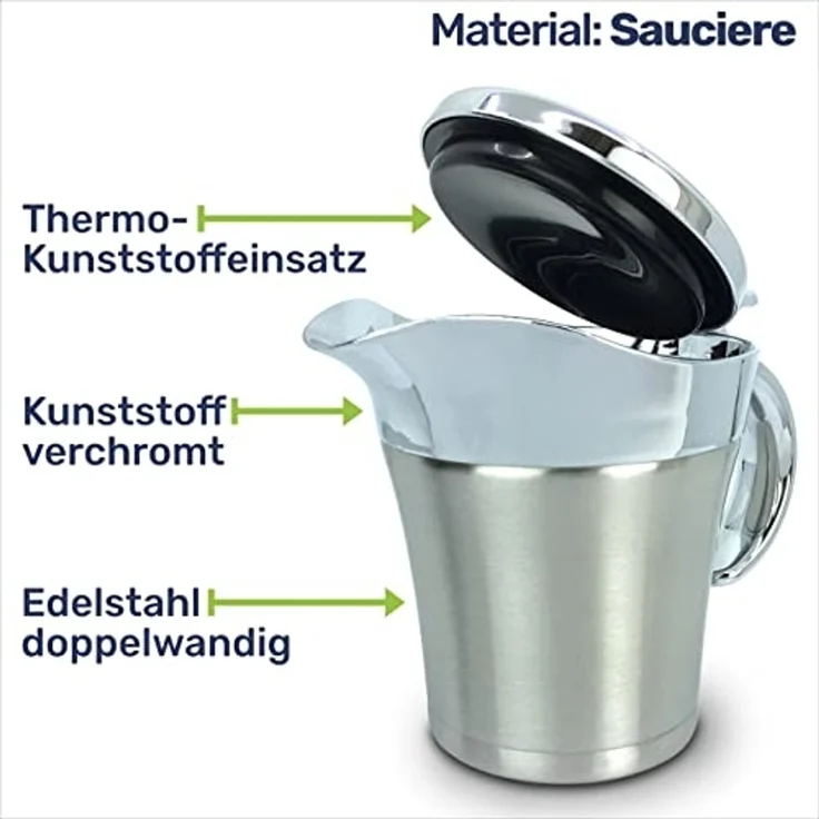 Thermo-Sauciere Einhand Soßenkanne mit ca. 400 ml aus Edelstahl – Bild 3