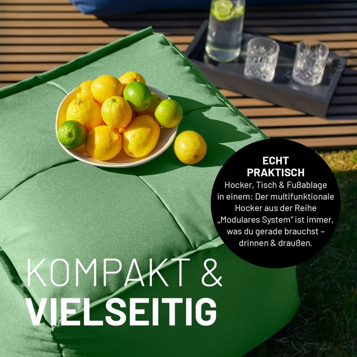 Lumaland Sitzsack-Hocker Modular 54x54x40cm pastellgrün eckig – Bild 7