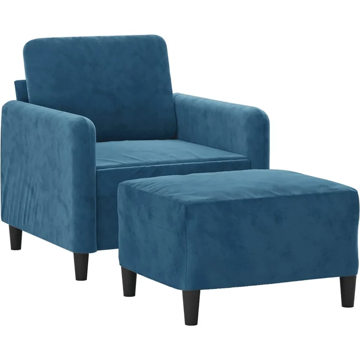vidaXL Sessel mit Hocker Blau 60 cm Samt 3201173 – Bild 2