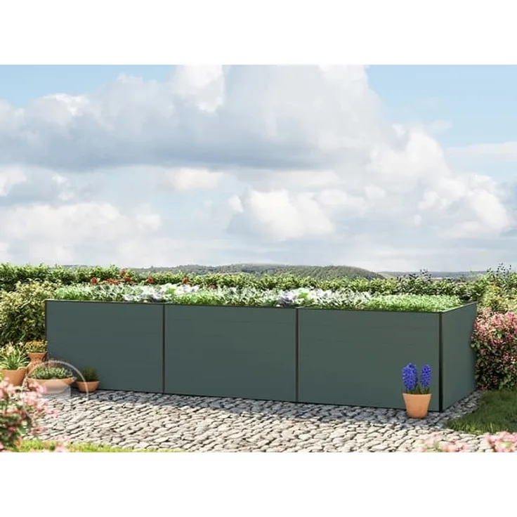 GFP Aluminium Hochbeet KINGSIZE DANIELA - 351 x 77 x 77 cm - Anthrazit, Stecksystem, langlebig