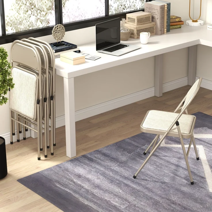 HOMCOM Klappstühle, Polyester, Stahl, Beige, 45L x 46B x 78H cm – Bild 9